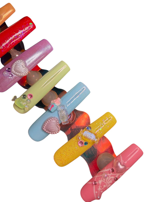 Polished press ons Luxury press-on nails with glossy finish, precision shape, and high-end salon-quality design