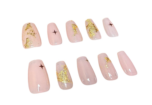 Gold flake press on nails