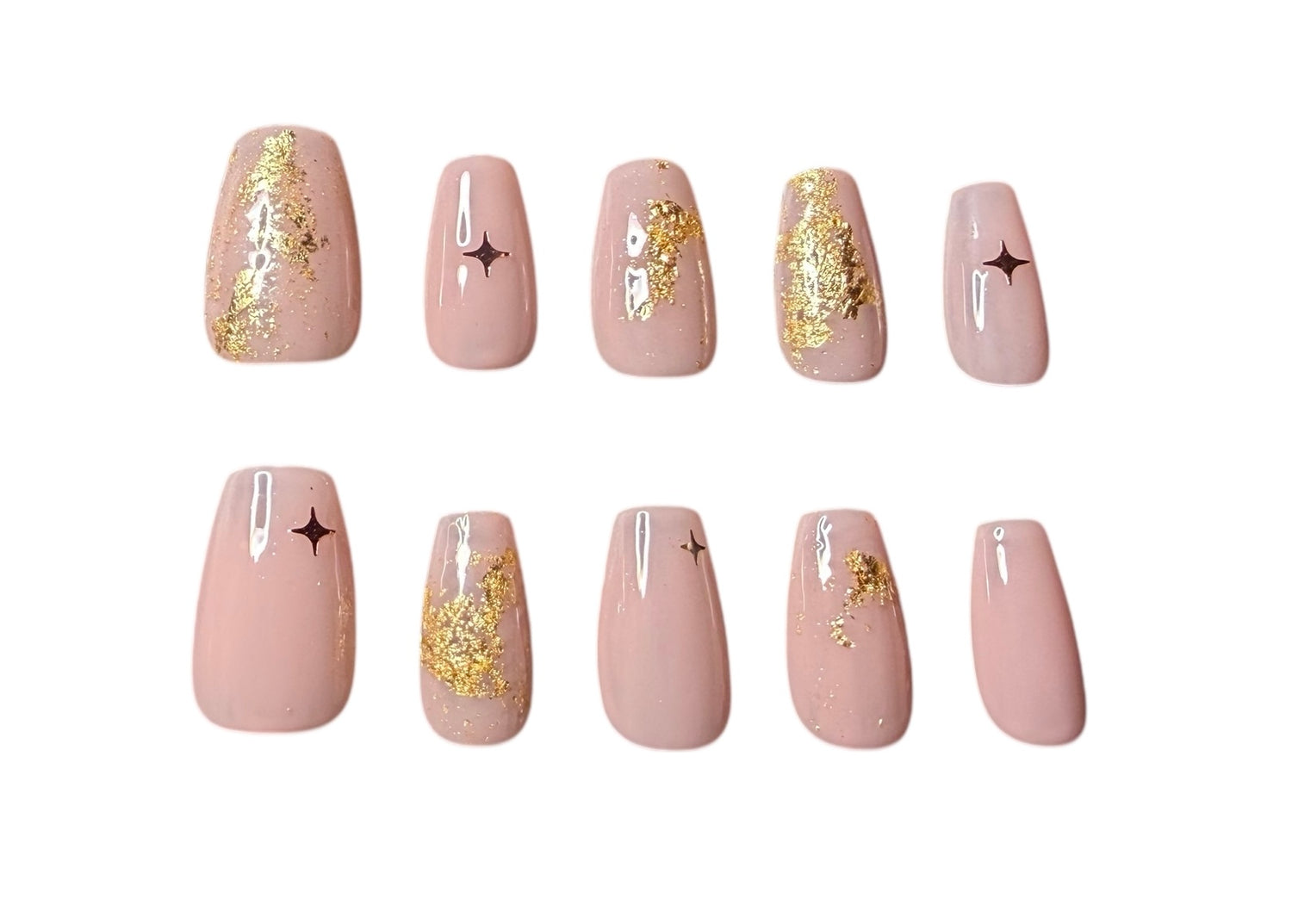Gold flake press on nails