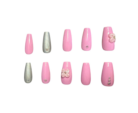 Polished press ons Luxury press-on nails with glossy finish, precision shape, and high-end salon-quality design