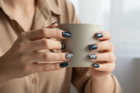 Polished press ons Luxury press-on nails with glossy finish, precision shape, and high-end salon-quality design