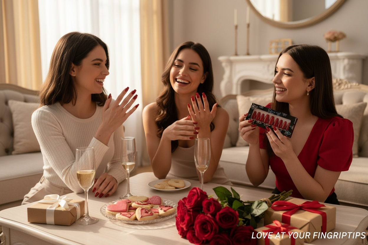 Polished press ons Luxury press-on nails with glossy finish, precision shape, and high-end salon-quality design