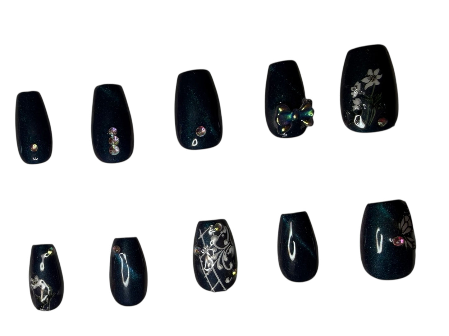 Polished press ons Luxury press-on nails with glossy finish, precision shape, and high-end salon-quality design