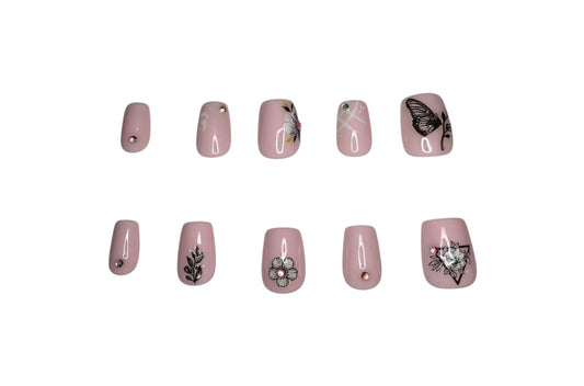 Polished press ons Luxury press-on nails with glossy finish, precision shape, and high-end salon-quality design