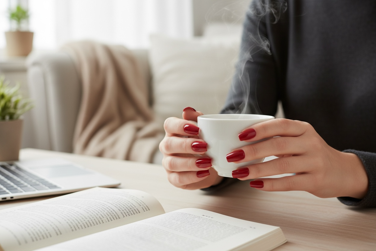 Polished press ons Luxury press-on nails with glossy finish, precision shape, and high-end salon-quality design